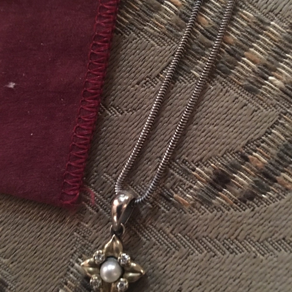 Lagos 18 KT Diamond Pearl Sterling Necklace MINT